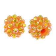 Resin rhinestone shamballa bead 10x12mm Royal orange